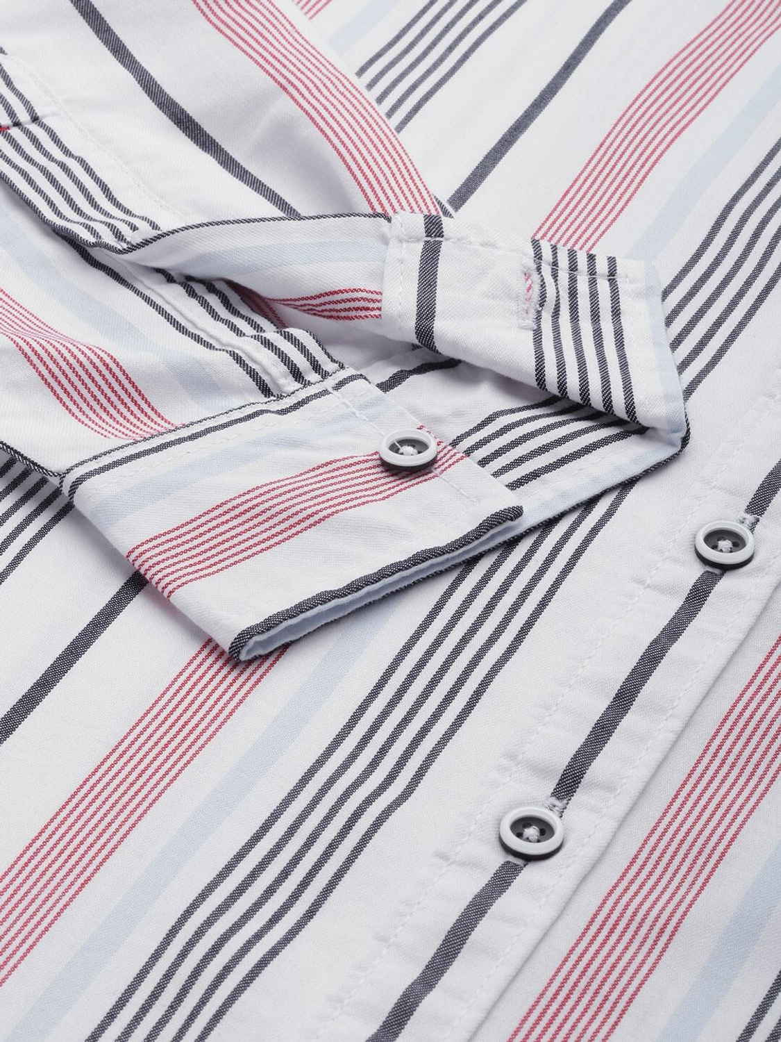White Striped Cotton Casual Shirt