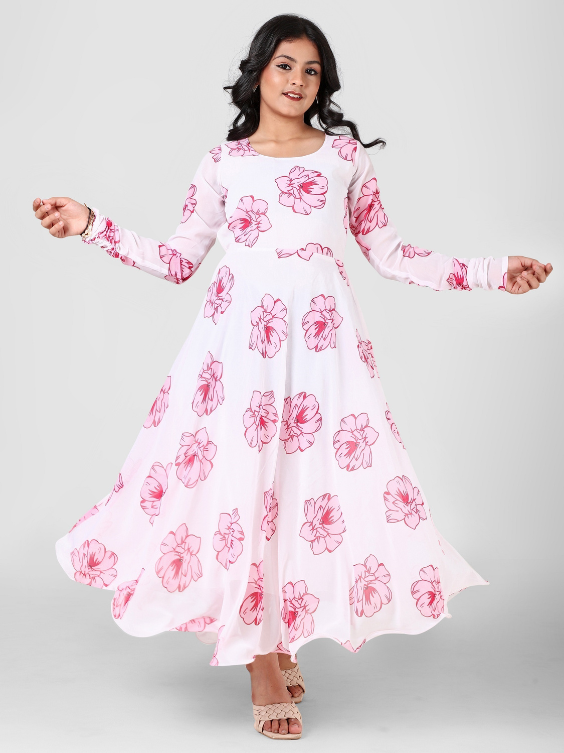 Aamira Soft Pink Floral Print Maxi
