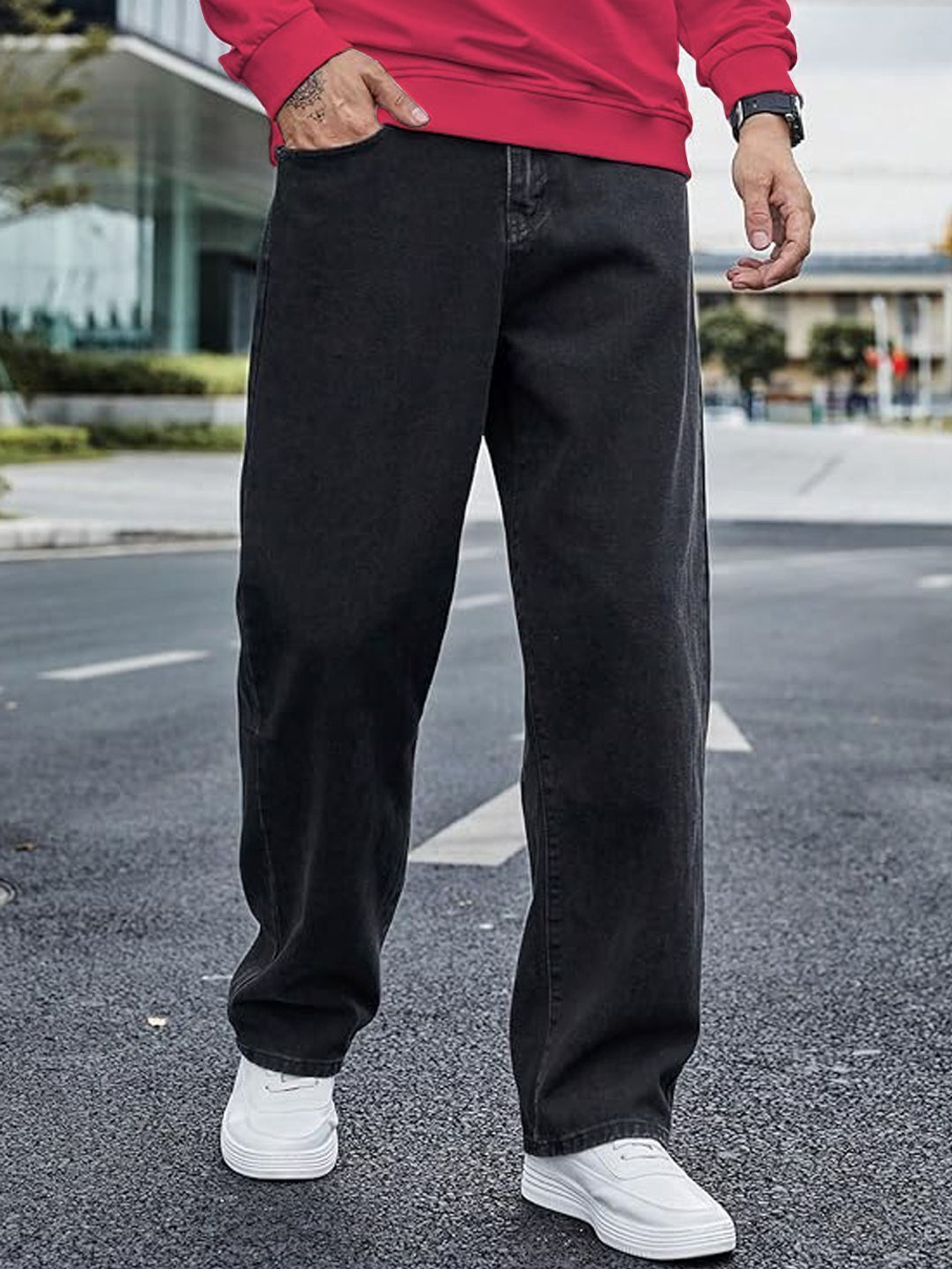 Metronex Solid Denim Loose Fit Jeans