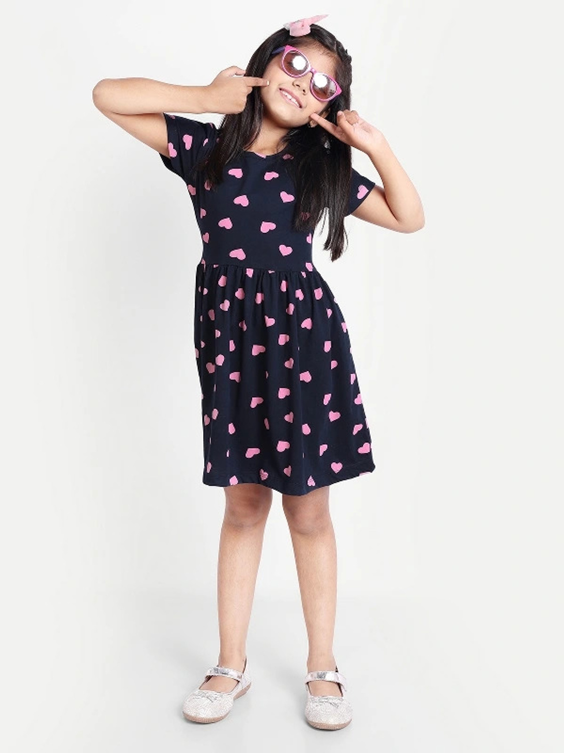 Moonette pink heart print Midi