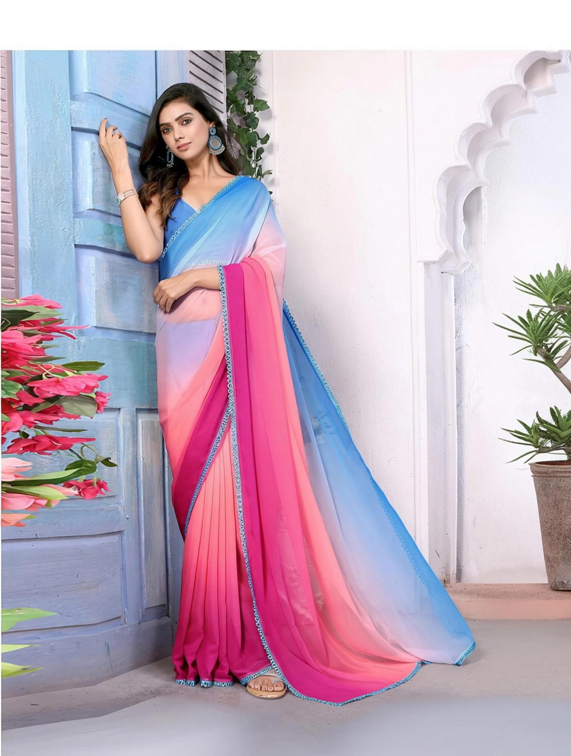 Avnika Georgette Art Silk Saree 