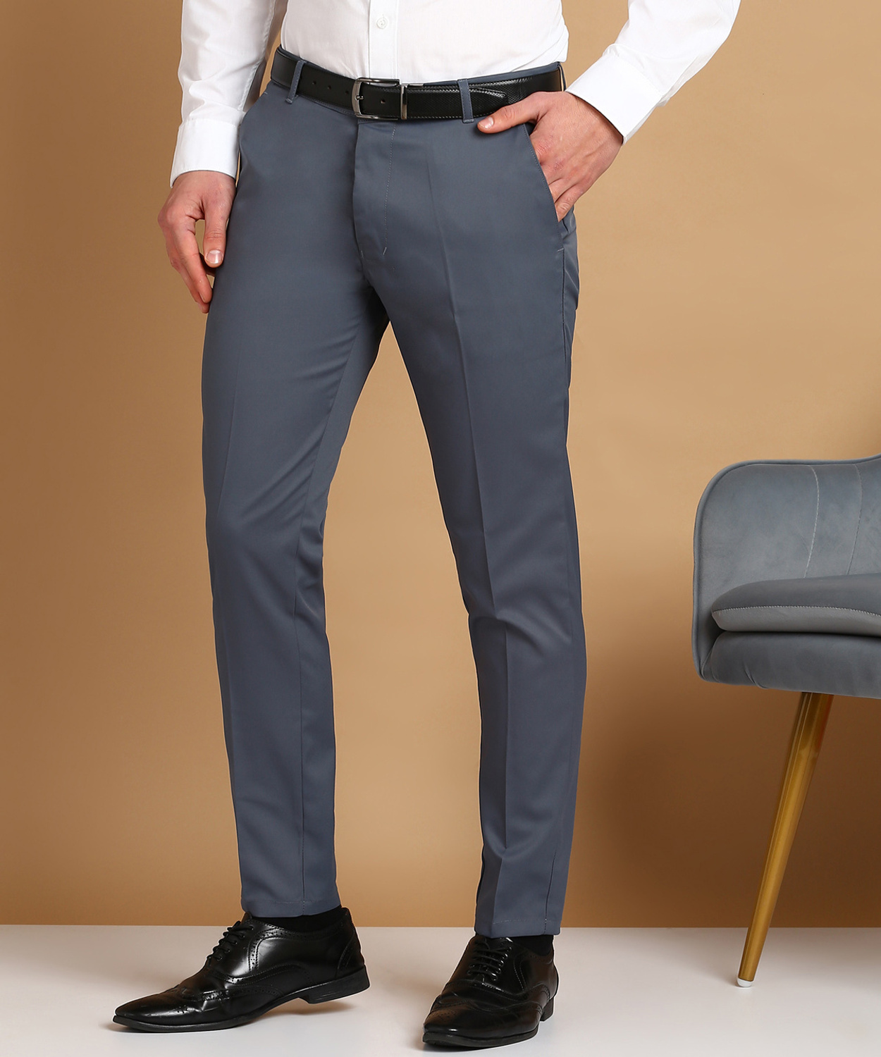 Men’s Slim Fit Lycra Blend Formal Trousers