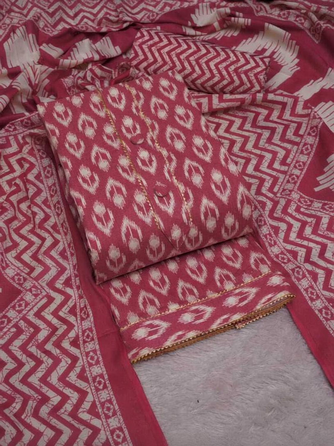  Kala Sutra Cotton Ikkat Salwar Suit Material