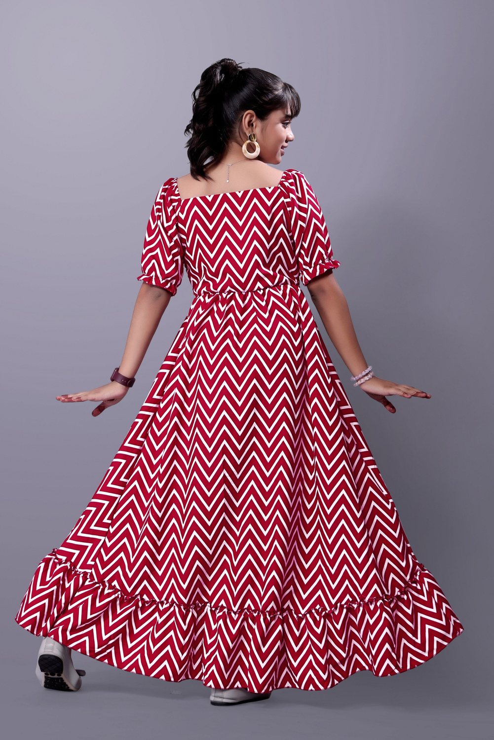 Aamira Chevron high-low maxi dres