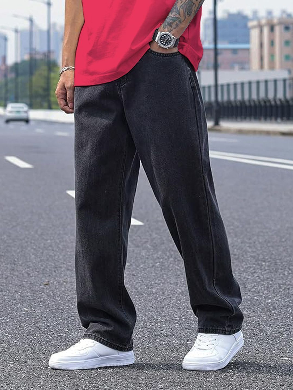 Metronex Solid Denim Loose Fit Jeans
