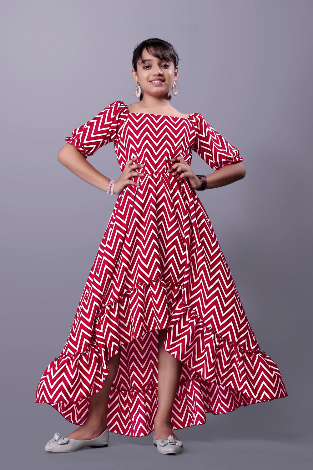 Aamira Chevron high-low maxi dres