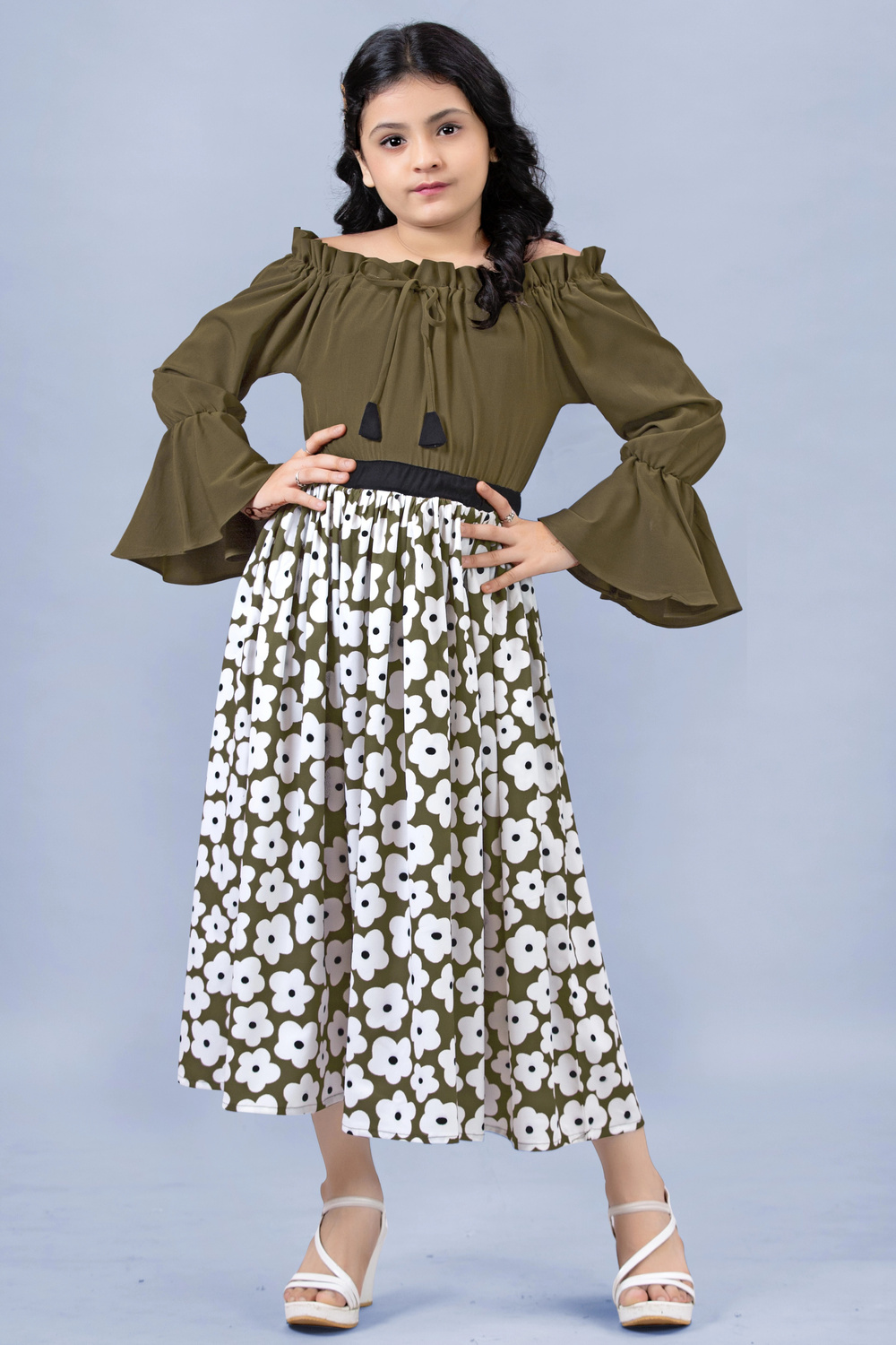 Fablina  Floral Crepe Fit & Flare Dress