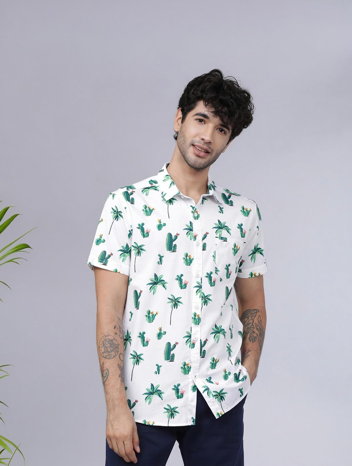 Cactus tree graphic resort shirt