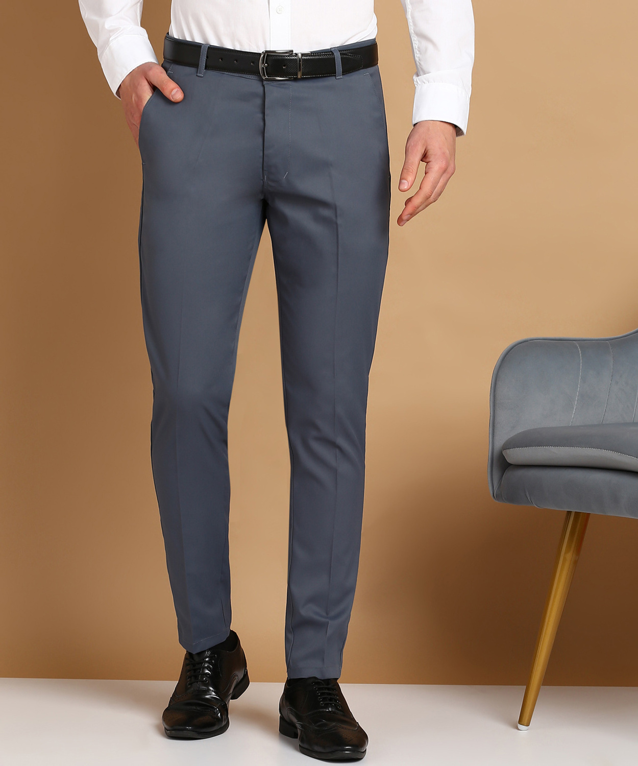 Men’s Slim Fit Lycra Blend Formal Trousers