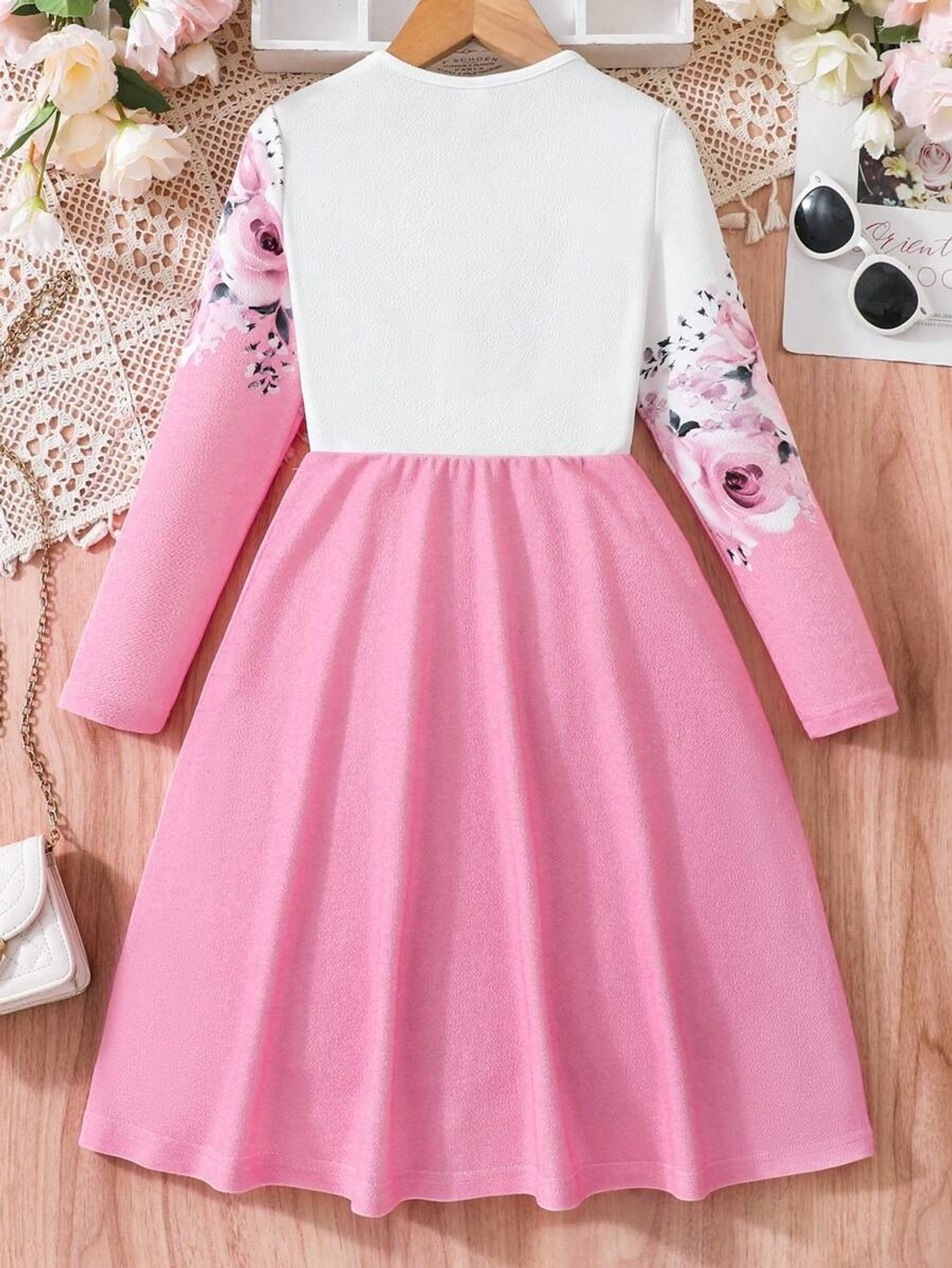 Moonette Pink rose print Maxi-Dress
