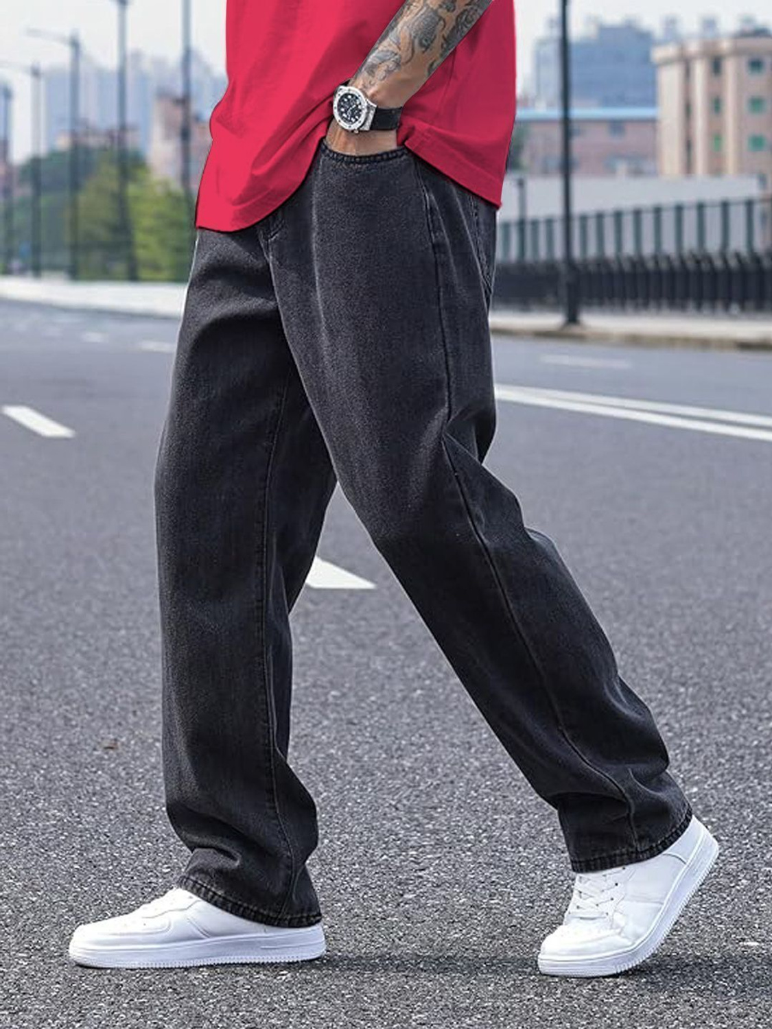 Metronex Solid Denim Loose Fit Jeans