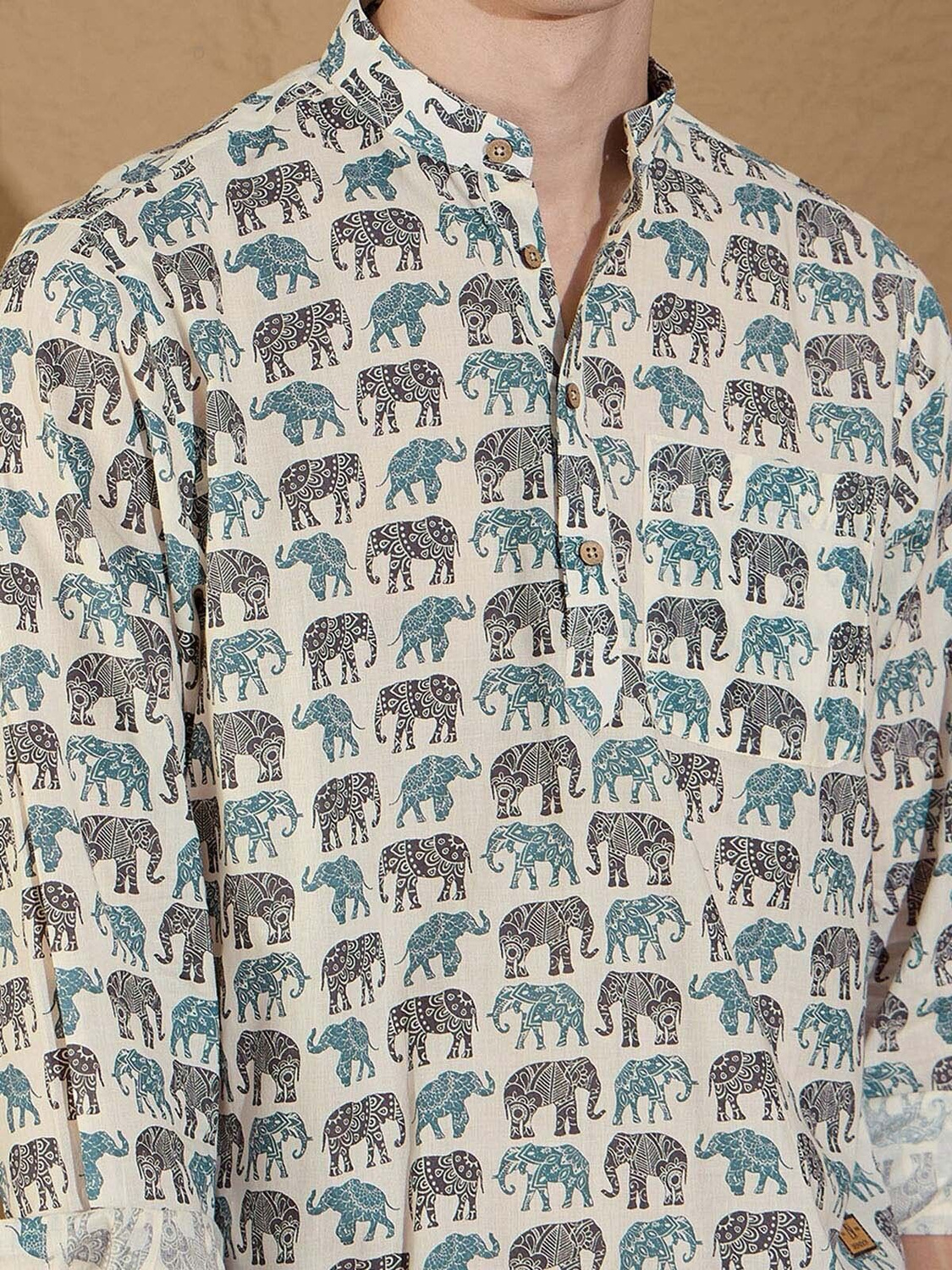 Devansh Elephant Motif Print Shirt