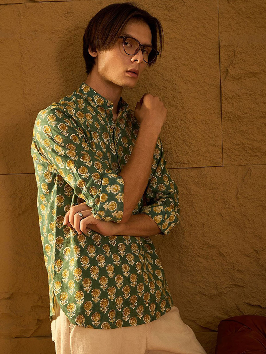 Devansh Marigold Flower Print Shirt