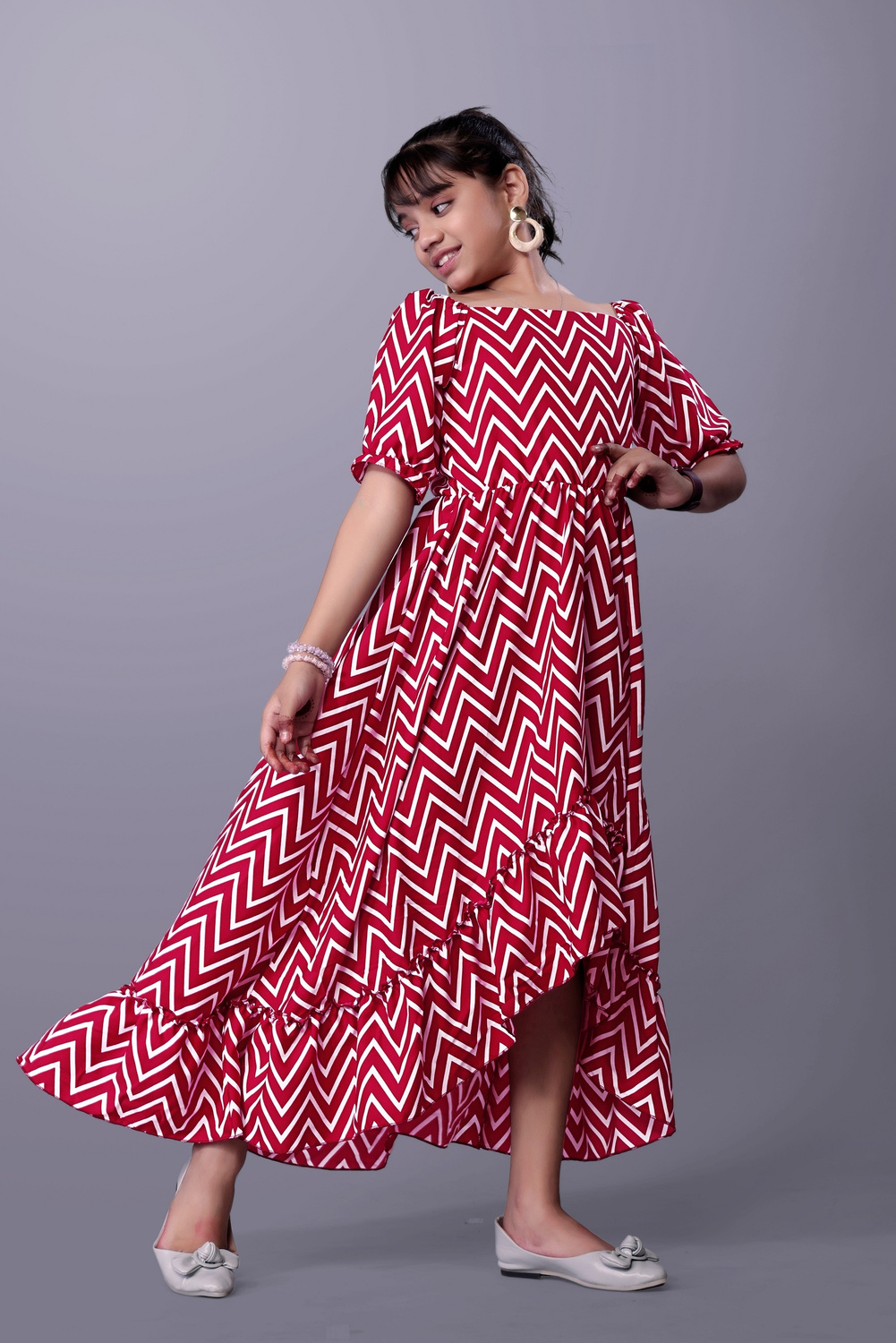 Aamira Chevron high-low maxi dres