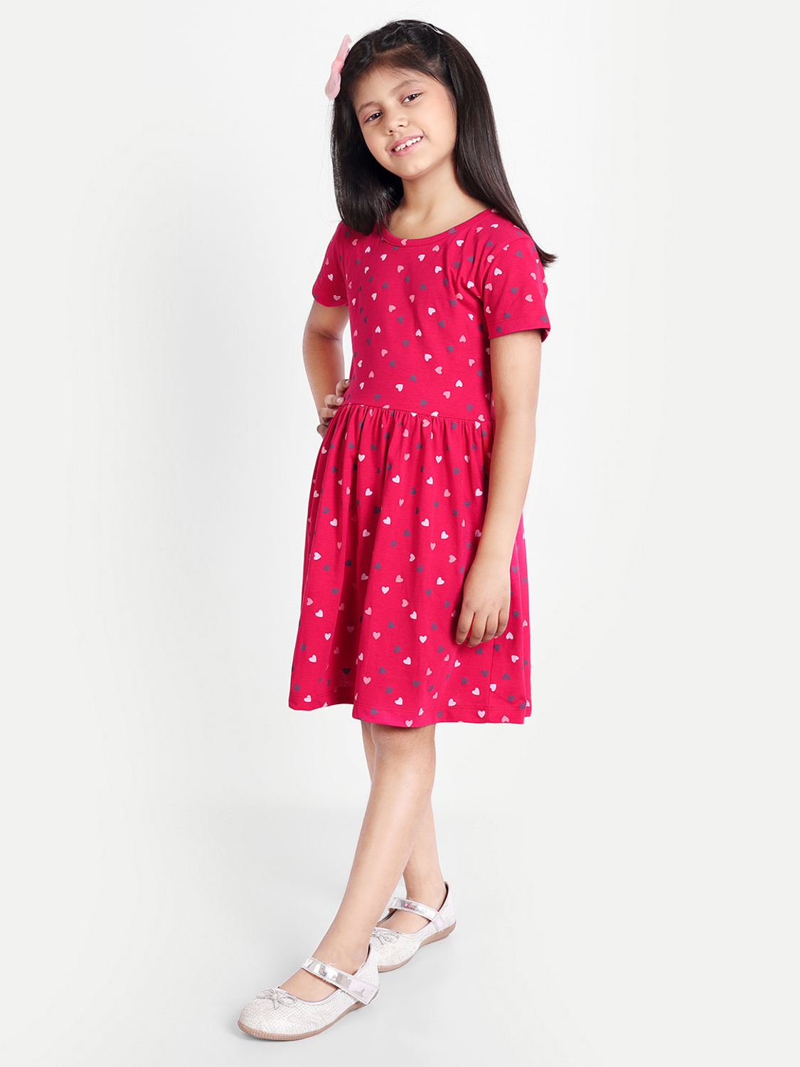 Moonette white and grey hearts Print Midi