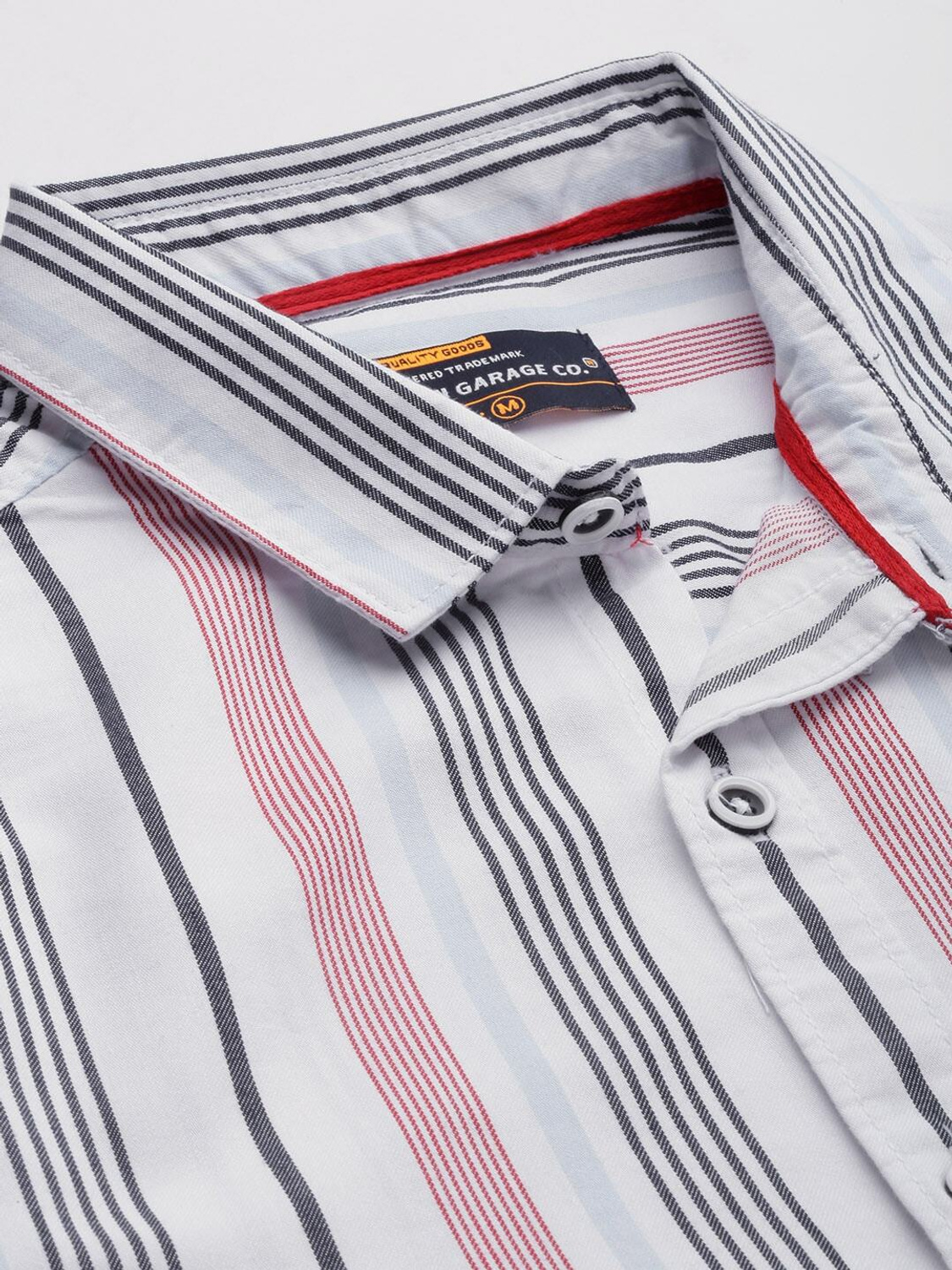 White Striped Cotton Casual Shirt