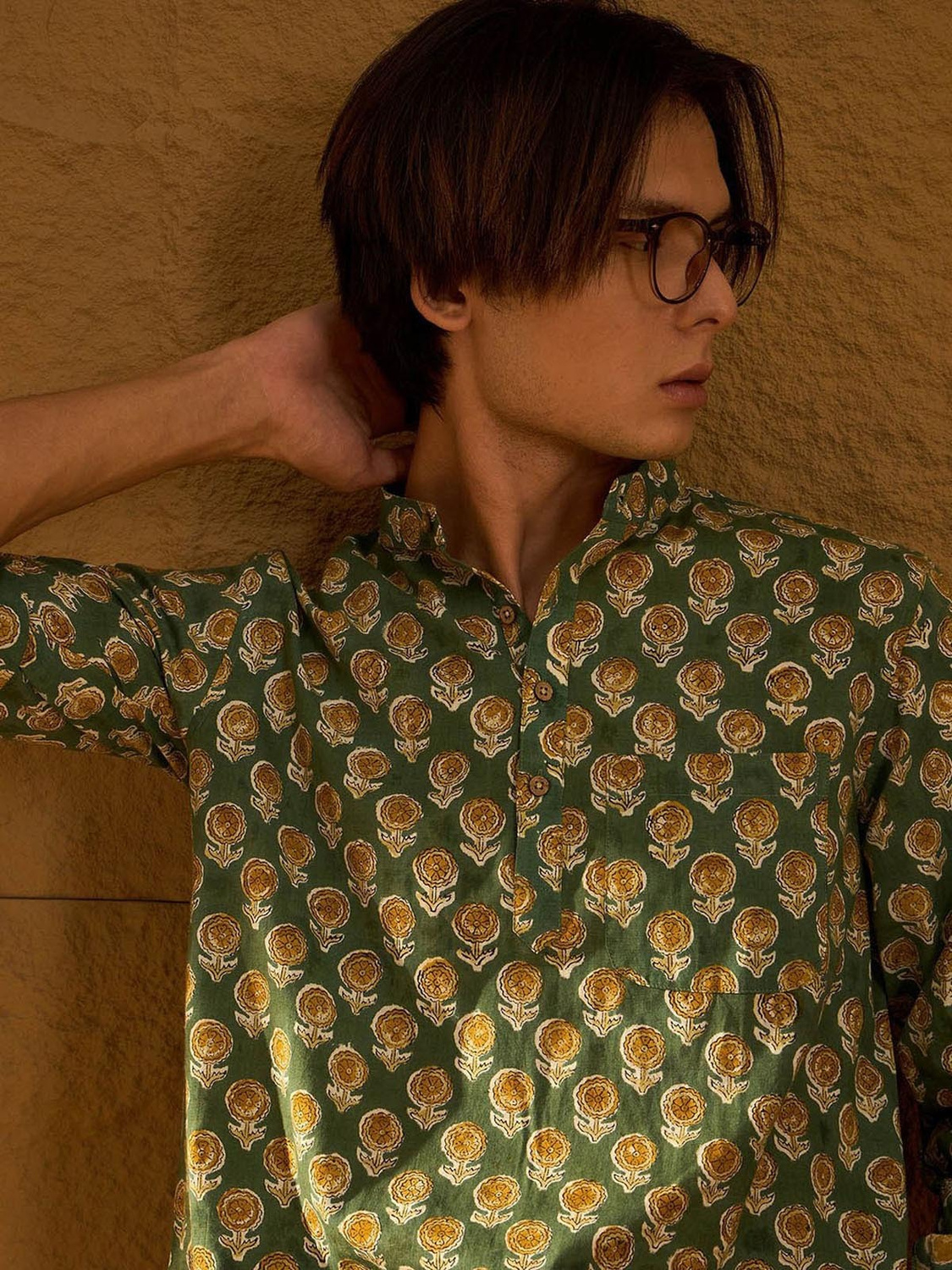 Devansh Marigold Flower Print Shirt