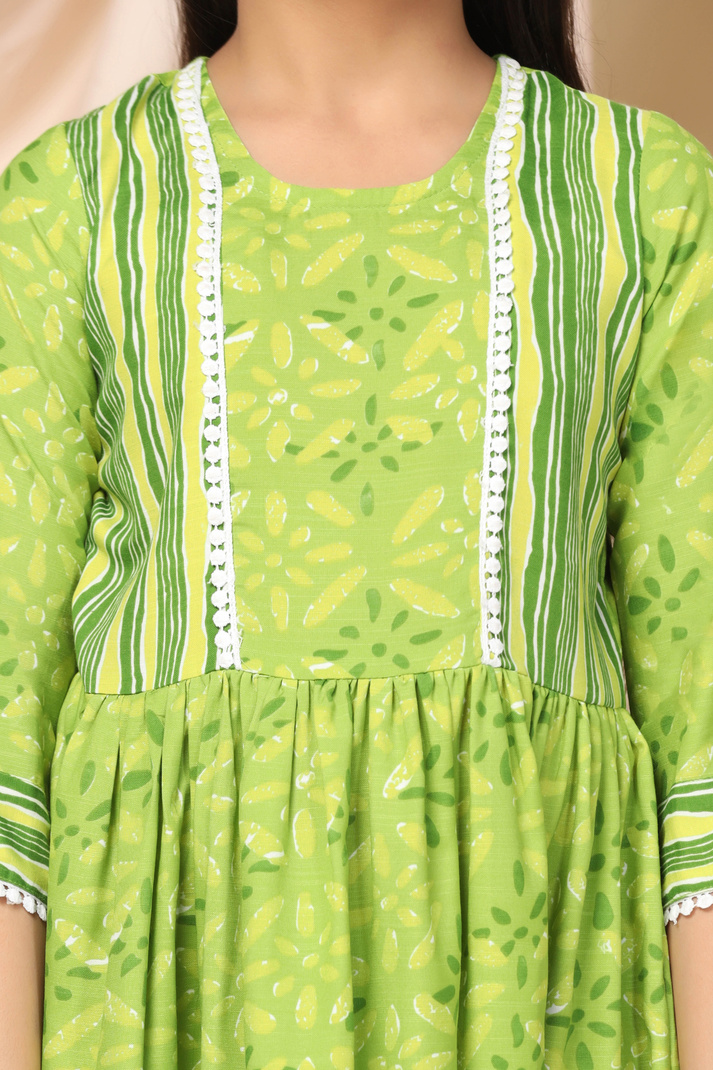Fablina leaf-like motif Print Midi Dress