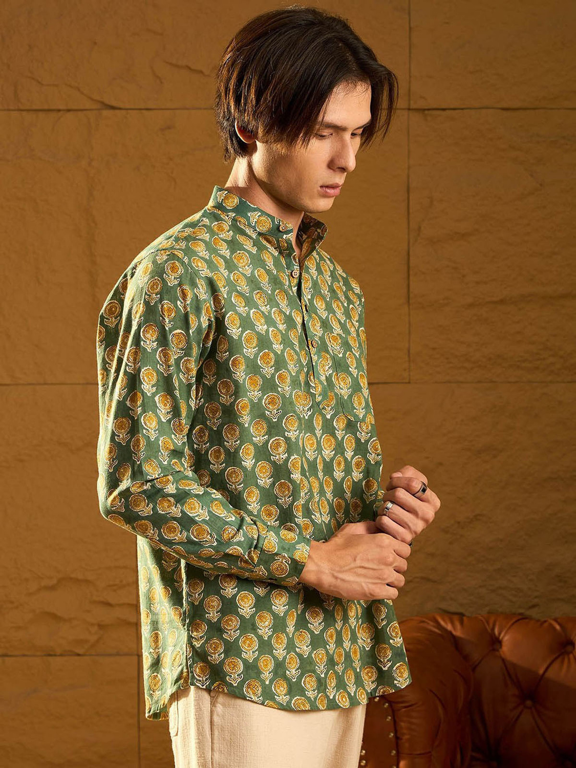 Devansh Marigold Flower Print Shirt