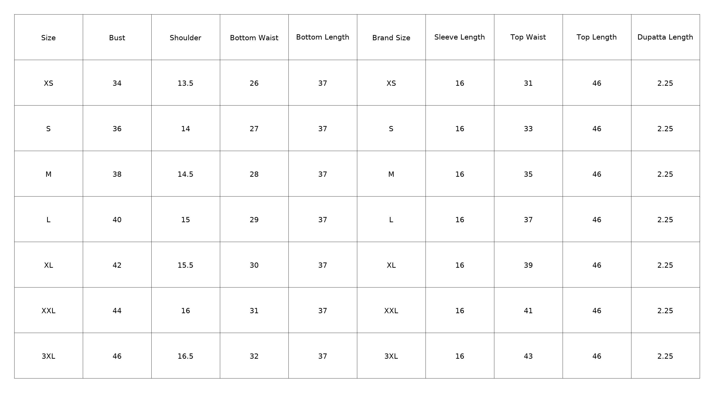 Size Chart