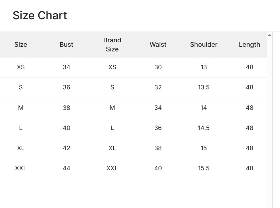 Size Chart