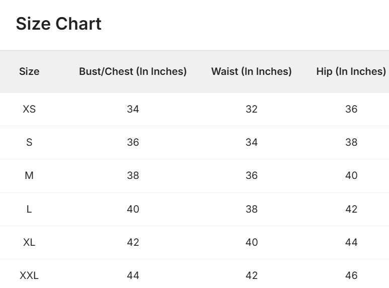 Size Chart