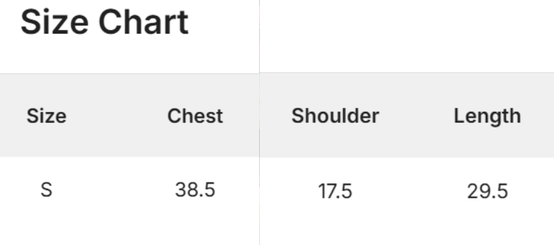 Size Chart