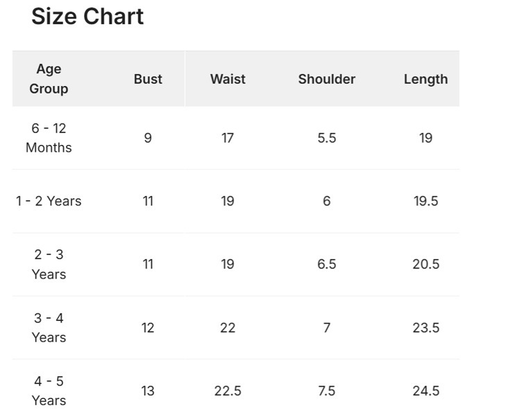 Size Chart
