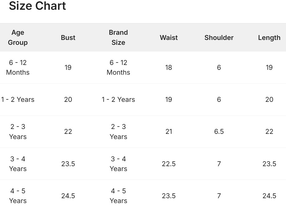 Size Chart