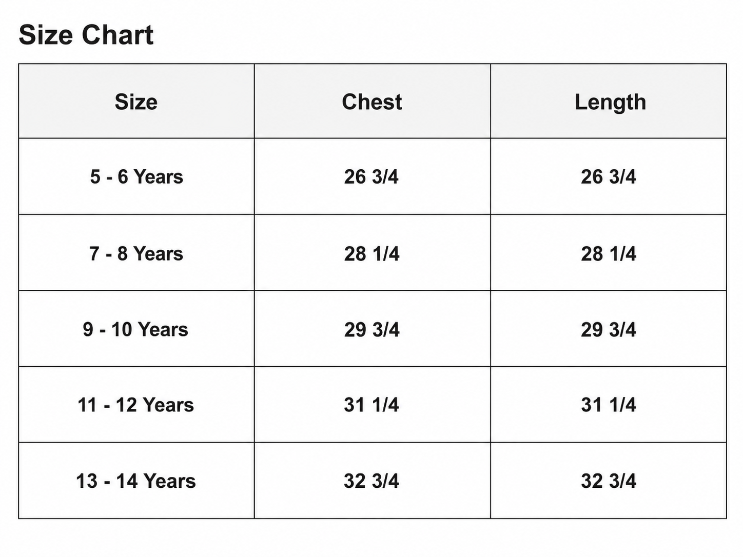 Size Chart