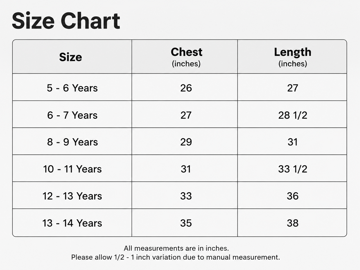 Size Chart