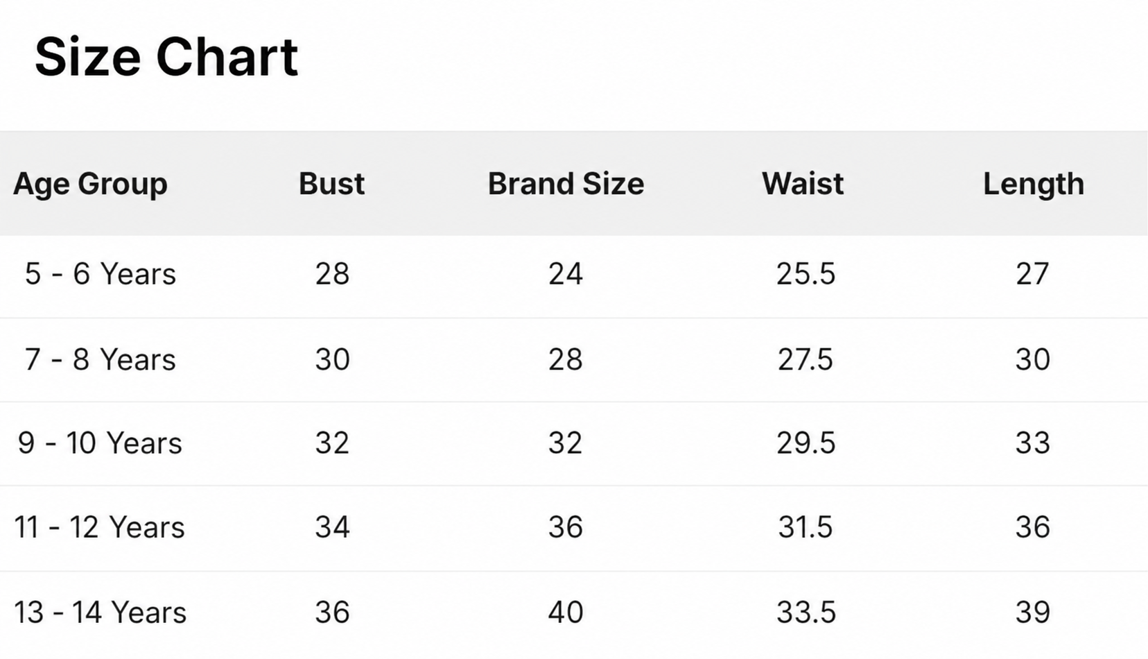 Size Chart