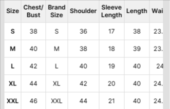 Size Chart