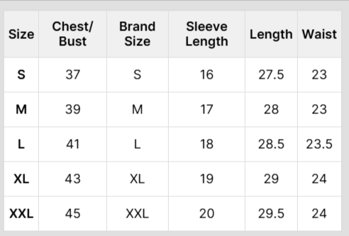 Size Chart