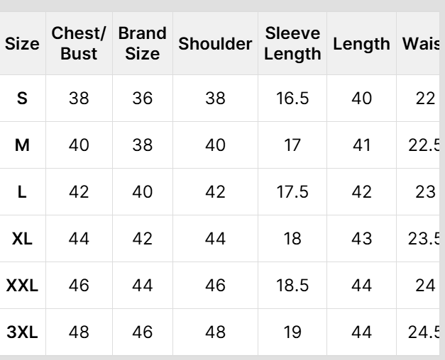 Size Chart