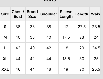 Size Chart