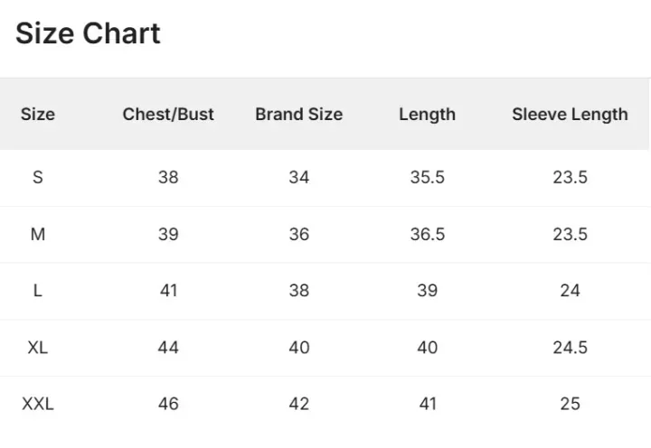 Size Chart