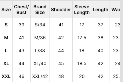 Size Chart