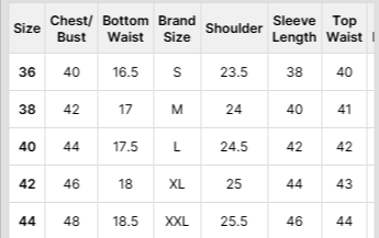 Size Chart