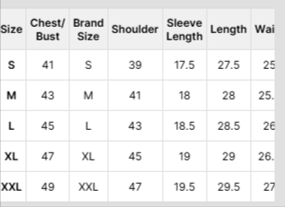 Size Chart
