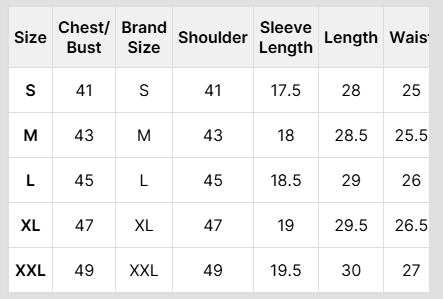 Size Chart