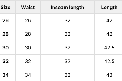 Size Chart