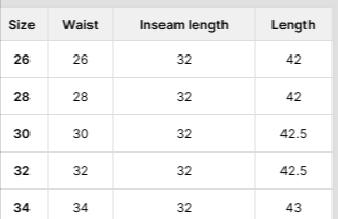 Size Chart