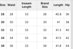 Size Chart