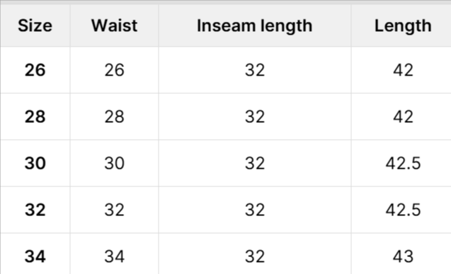 Size Chart