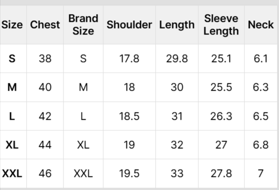 Size Chart