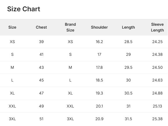 Size Chart