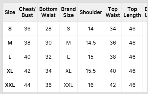 Size Chart