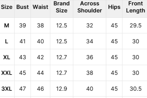 Size Chart