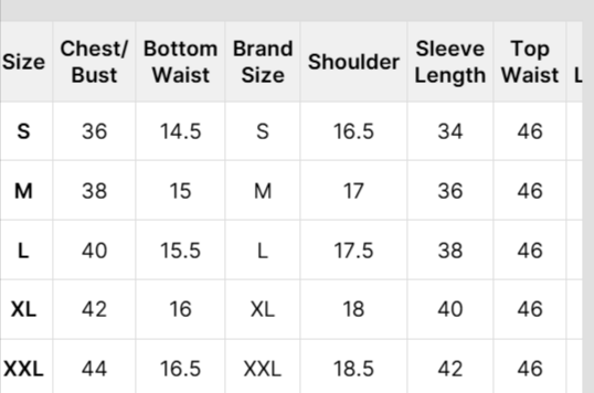 Size Chart